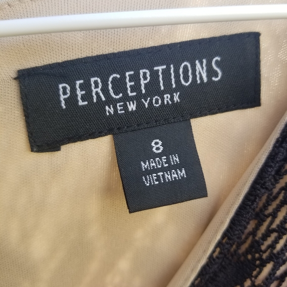 Black lace over nude dress. Brand: Perceptions N.Y. size 8 - Picture 6 of 6